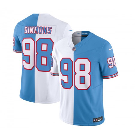 Men's Tennessee Titans #98 Jeffery Simmons White/Blue 2023 F.U.S.E. Split Vapor Limited Throwback Stitched Football Jersey
