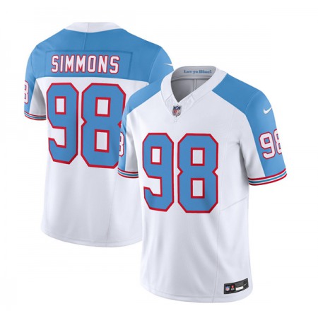 Men's Tennessee Titans #98 Jeffery Simmons White/Blue 2023 F.U.S.E. Vapor Limited Throwback Stitched Football Jersey