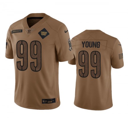 Men's Washington Commanders #99 Chase Young 2023 Brown Salute To Service Limited Stitched Football Jersey