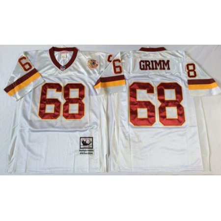 Mitchell And Ness Redskins #68 Russ Grimm White Throwback Stitched NFL Jersey