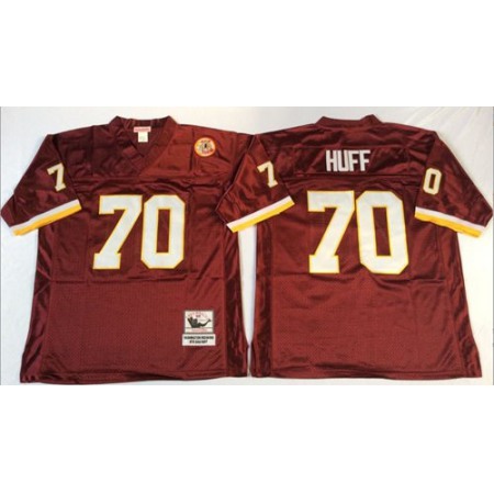 Mitchell And Ness Redskins #70 Sam Huff Red Throwback Stitched NFL Jersey