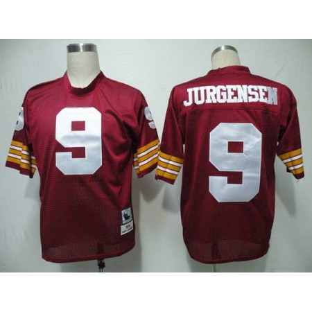 Mitchell and Ness Redskins #9 Jurgensen Red Stitched Throwback NFL Jersey