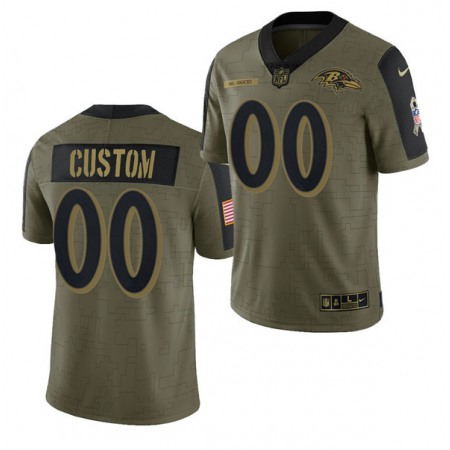 Men's Baltimore Ravens ACTIVE PLAYER Custom 2021 Olive Salute To Service Limited Stitched Jersey