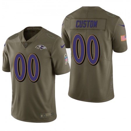 Men's Baltimore Ravens Customized Olive Salute to Service Limited Stitched Jersey