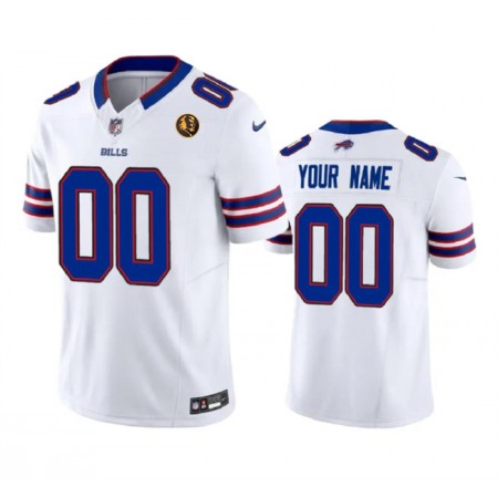 Men's Buffalo Bills Active Player Custom White 2023 F.U.S.E. With John Madden Patch Vapor Limited Stitched Football Jersey
