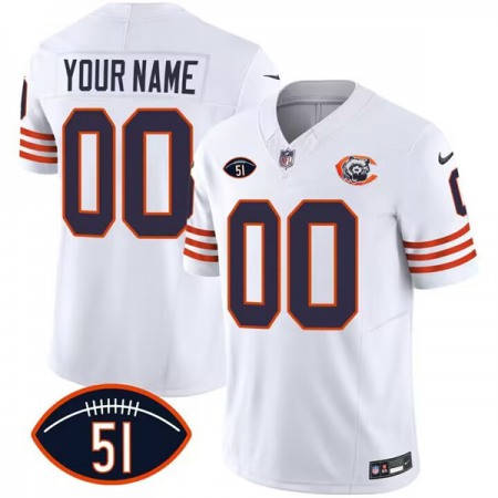 Men's Chicago Bears Active Player Custom 2023 F.U.S.E. White Dick Butkus Patch Throwback Limited Stitched Football Jersey