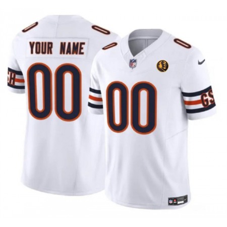 Men's Chicago Bears Active Player Custom White 2023 F.U.S.E. With John Madden Patch Vapor Limited Stitched Football Jersey
