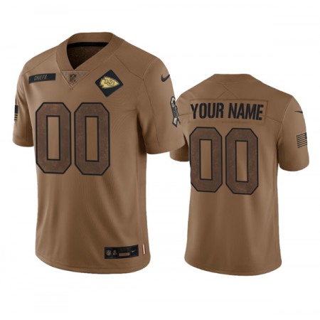 Men's Kansas City Chiefs Active Player Custom 2023 Brown Salute To Service Limited Stitched Jersey