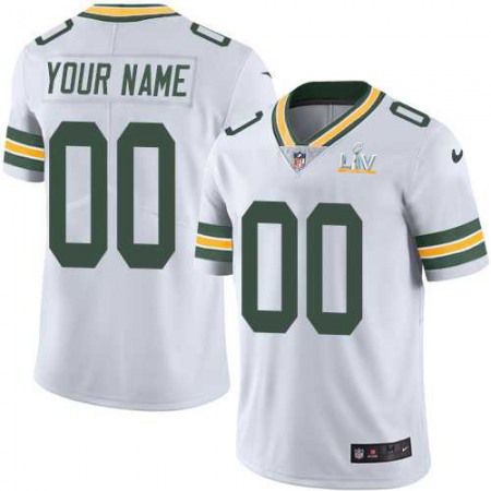 Men's Green Bay Packers Customized 2021 White Super Bowl LV Limited Stitched Limited Stitched Jersey