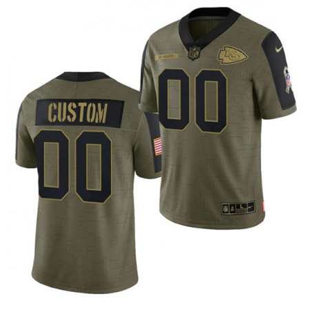 Men's Kansas City Chiefs ACTIVE PLAYER Custom 2021 Olive Salute To Service Limited Stitched Jersey