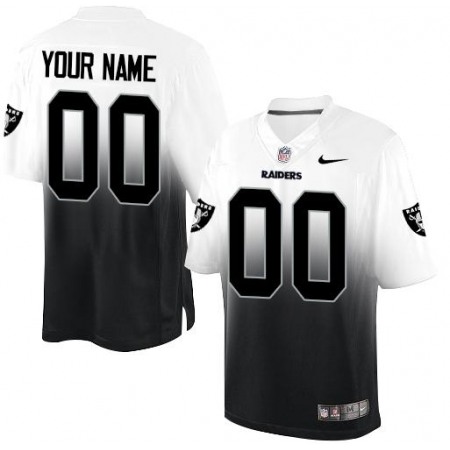 Nike Oakland Raiders Customized Black/White Men's Stitched Elite Fadeaway Fashion NFL Jersey