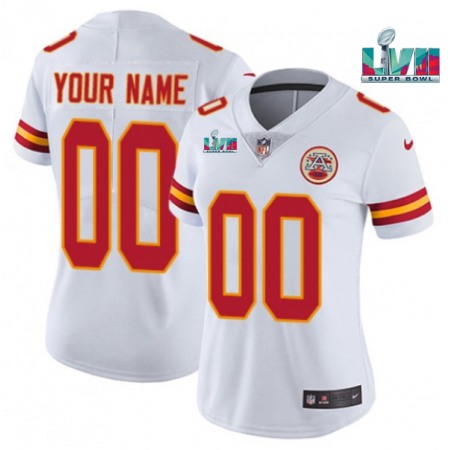 Women's Kansas City Chiefs Customized White Super Bowl LVII Limited Stitched Jersey(Run Small