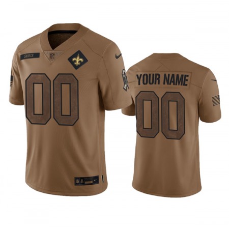 Men's New Orleans Saints Active Player Custom 2023 Brown Salute To Setvice Limited Stitched Football Jersey