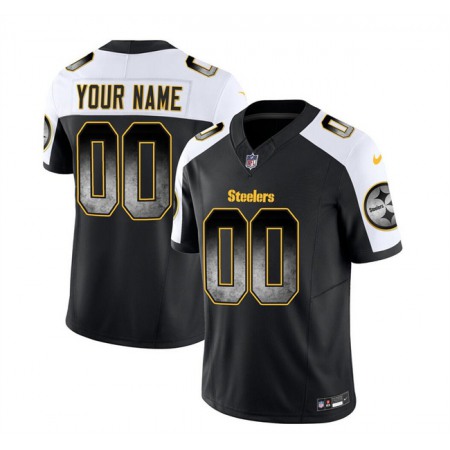 Men's Pittsburgh Steelers Active Player Custom Black/White 2023 F.U.S.E. Smoke Vapor Untouchable Limited Stitched Jersey