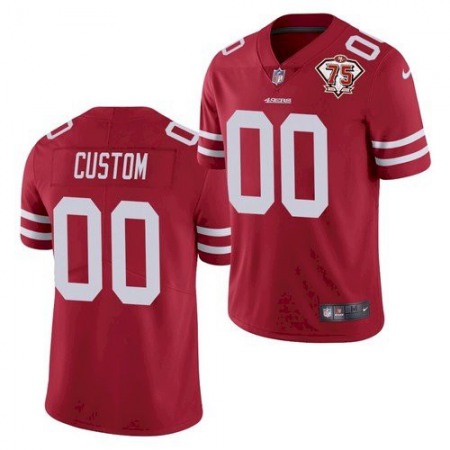 Men's San Francisco 49ers ACTIVE PLAYER Custom 2021 With 75th Anniversary Patch Red Limited Stitched NFL Jersey