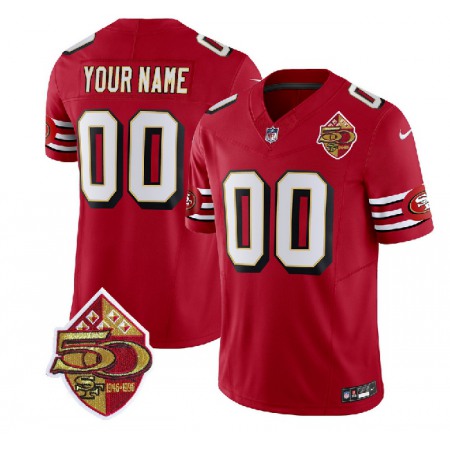 Men's San Francisco 49ers Active Player Custom Red 2023 F.U.S.E. 50th Patch Vapor Limited Stitched Football Jersey