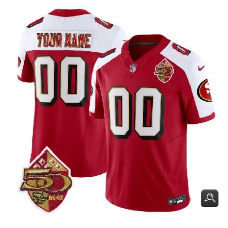 Men's San Francisco 49ers Customized Red/White 2023 F.U.S.E. 50th Patch Throwback Stitched Jersey
