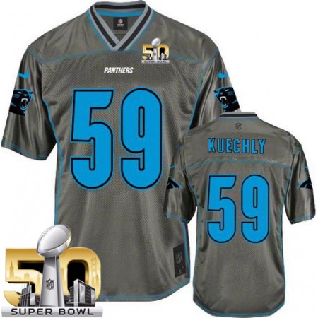 Nike Panthers #59 Luke Kuechly Grey Super Bowl 50 Youth Stitched NFL Elite Vapor Jersey