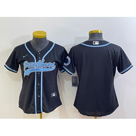 Youth Carolina Panthers Blank Black With Patch Cool Base Stitched Baseball Jersey