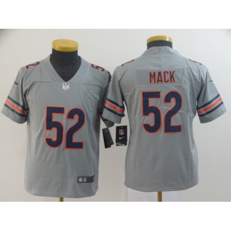Youth Chicago Bears #52 Khalil Mack 2019 Silver Inverted Legend Stitched NFL Jersey