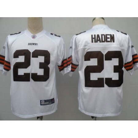Browns #23 Joe Haden White Stitched Youth NFL Jersey