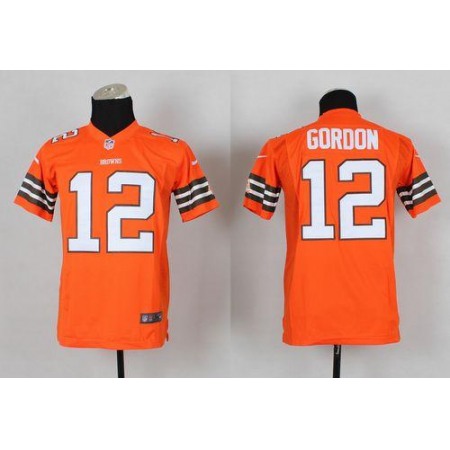 Nike Browns #12 Josh Gordon Orange Alternate Youth Stitched NFL Elite Jersey