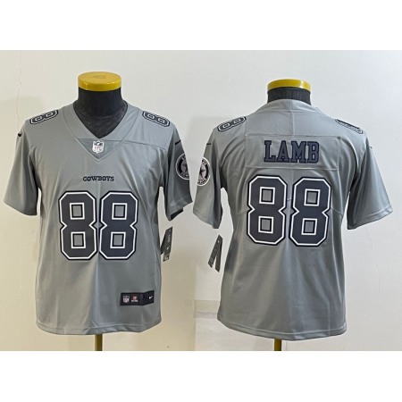 Youth Dallas Cowboys #88 CeeDee Lamb Grey Atmosphere Fashion Stitched Jersey
