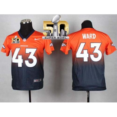 Nike Broncos #43 T.J. Ward Orange/Blue Super Bowl 50 Youth Stitched NFL Elite Fadeaway Fashion Jersey