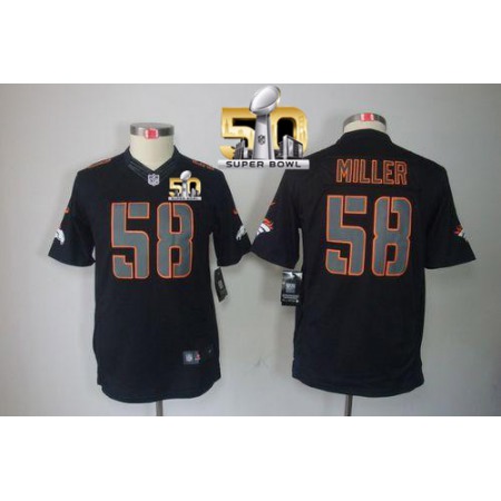 Nike Broncos #58 Von Miller Black Impact Super Bowl 50 Youth Stitched NFL Limited Jersey