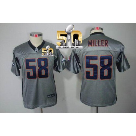 Nike Broncos #58 Von Miller Grey Shadow Super Bowl 50 Youth Stitched NFL Elite Jersey