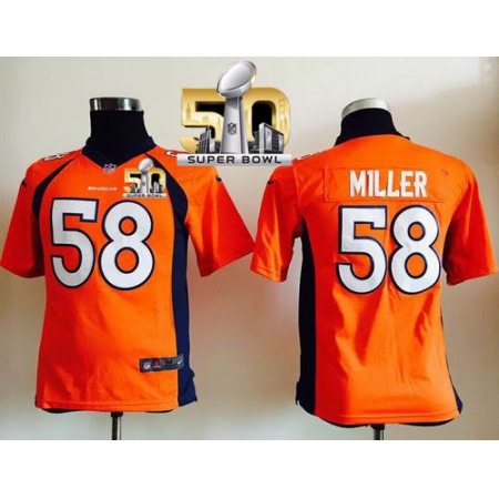 Nike Broncos #58 Von Miller Orange Team Color Super Bowl 50 Youth Stitched NFL Elite Jersey
