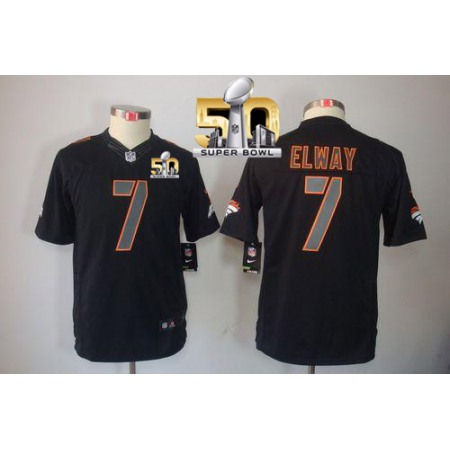 Nike Broncos #7 John Elway Black Impact Super Bowl 50 Youth Stitched NFL Limited Jersey