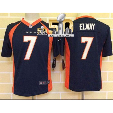 Nike Broncos #7 John Elway Blue Alternate Super Bowl 50 Youth Stitched NFL New Elite Jersey