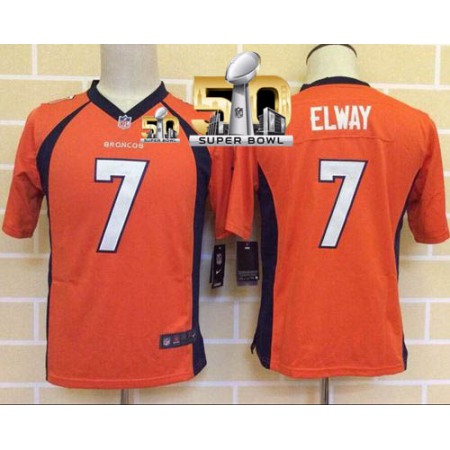Nike Broncos #7 John Elway Orange Team Color Super Bowl 50 Youth Stitched NFL New Elite Jersey