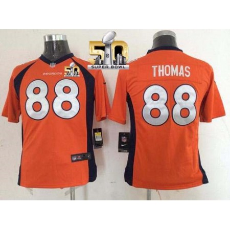 Nike Broncos #88 Demaryius Thomas Orange Team Color Super Bowl 50 Youth Stitched NFL New Elite Jersey