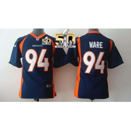 Nike Broncos #94 DeMarcus Ware Blue Alternate Super Bowl 50 Youth Stitched NFL New Elite Jersey