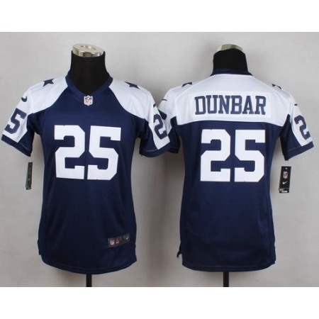 Nike Cowboys #25 Lance Dunbar Navy Blue Thanksgiving Youth Throwback Stitched NFL Elite Jersey