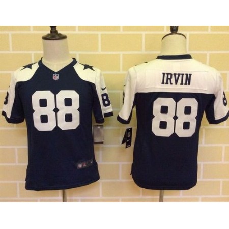Nike Cowboys #88 Michael Irvin Navy Blue Thanksgiving Youth Throwback Stitched NFL Elite Jersey