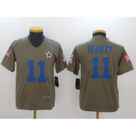 Youth Dallas Cowboys #11 Cole Beasley Olive Salute To Service Limited Stitched NFL Jersey