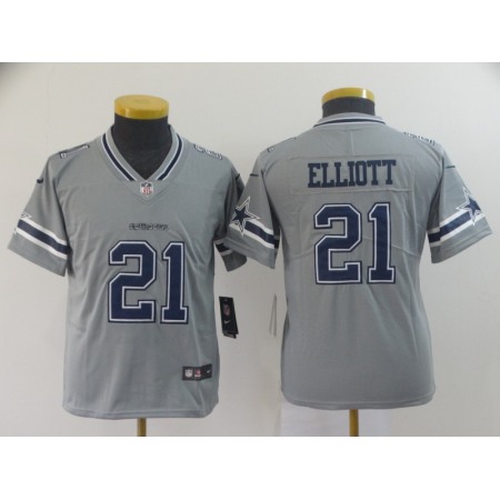 Youth Dallas Cowboys #21 Ezekiel Elliott Gary Inverted Legend Stitched NFL Jersey