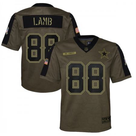 Youth Dallas Cowboys #88 CeeDee Lamb 2021 Olive Salute To Service Limited Stitched Jersey