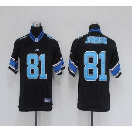 Lions #81 Calvin Johnson Black EStitched Youth NFL Jersey