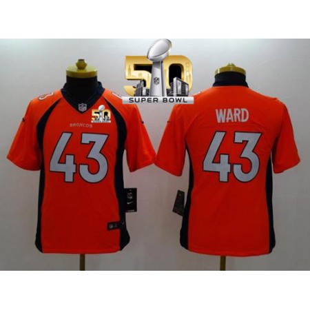 Nike Broncos #43 T.J. Ward Orange Team Color Super Bowl 50 Youth Stitched NFL New Limited Jersey