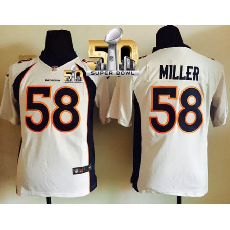 Nike Broncos #58 Von Miller White Super Bowl 50 Youth Stitched NFL Elite Jersey