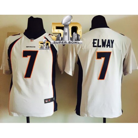 Nike Broncos #7 John Elway White Super Bowl 50 Youth Stitched NFL New Elite Jersey