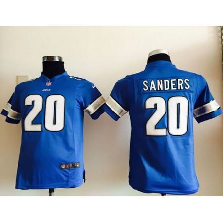 Nike Lions #20 Barry Sanders Light Blue Team Color Youth Stitched NFL Elite Jersey