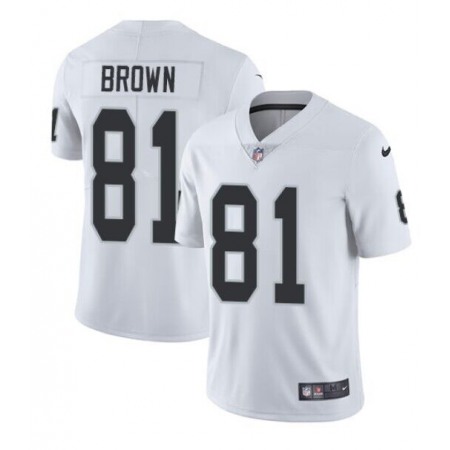 Youth Las Vegas Raiders #81 Tim Brown White Vapor Untouchable Limited Stitched Jersey
