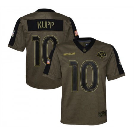 Youth Los Angeles Rams #10 Cooper Kupp 2021 Olive Salute To Service Limited Stitched Jersey