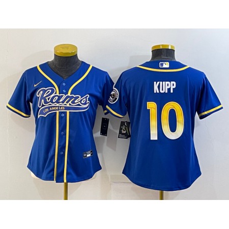 Youth Los Angeles Rams #10 Cooper Kupp Royal With Patch Cool Base Stitched Baseball Jersey