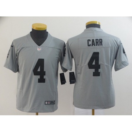 Youth Oakland Raiders #4 Derek Carr 2019 Gary Inverted Legend Stitched NFL Jersey